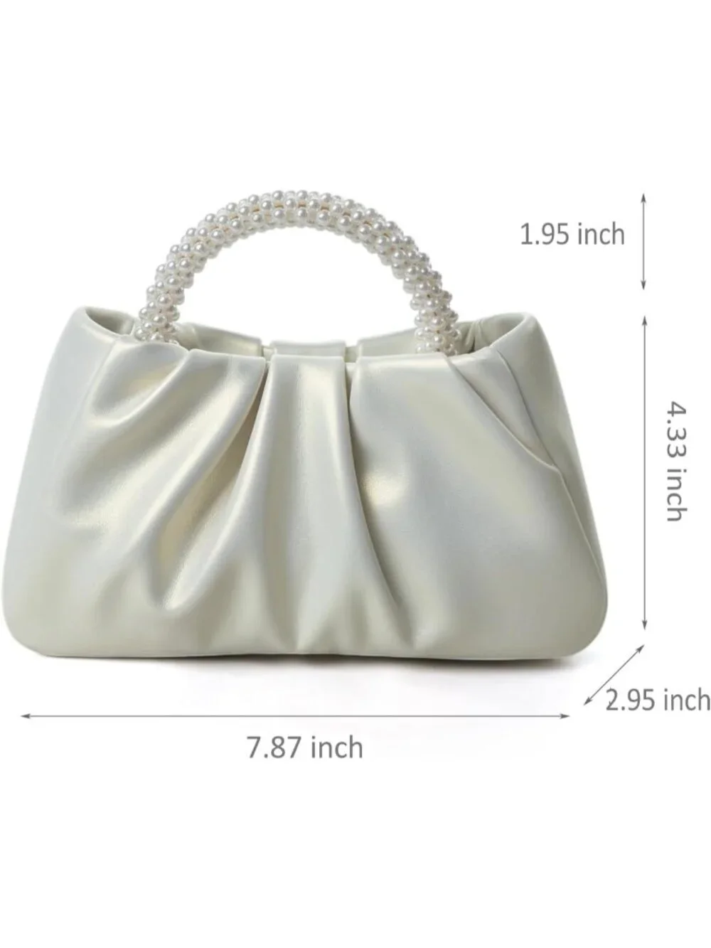 👜Women's White Leather Wedding Party Pearl Elegant Clutch Purse Magnetic Snap